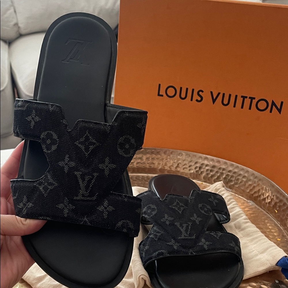 Louis Vuitton Black Monogram Sandals